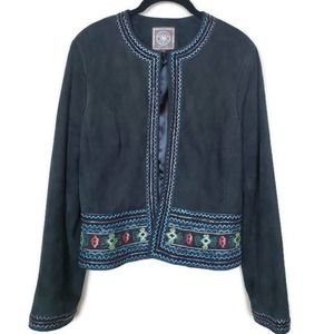 Double D Ranch Leather Suede Beaded Jacket Medium